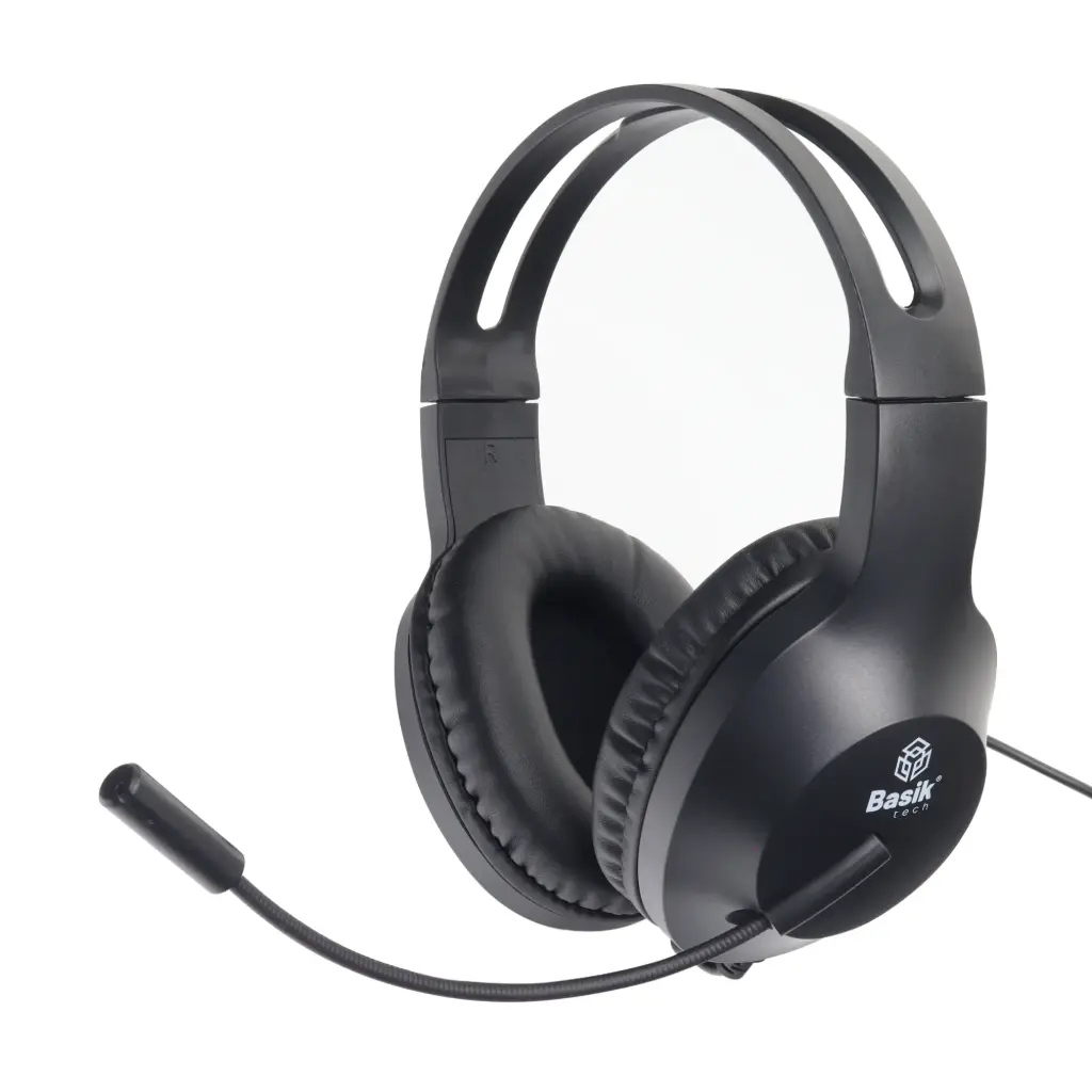 DIADEMA AUDIFONOS USB CON MICROFONO NEGRO CUERINA 