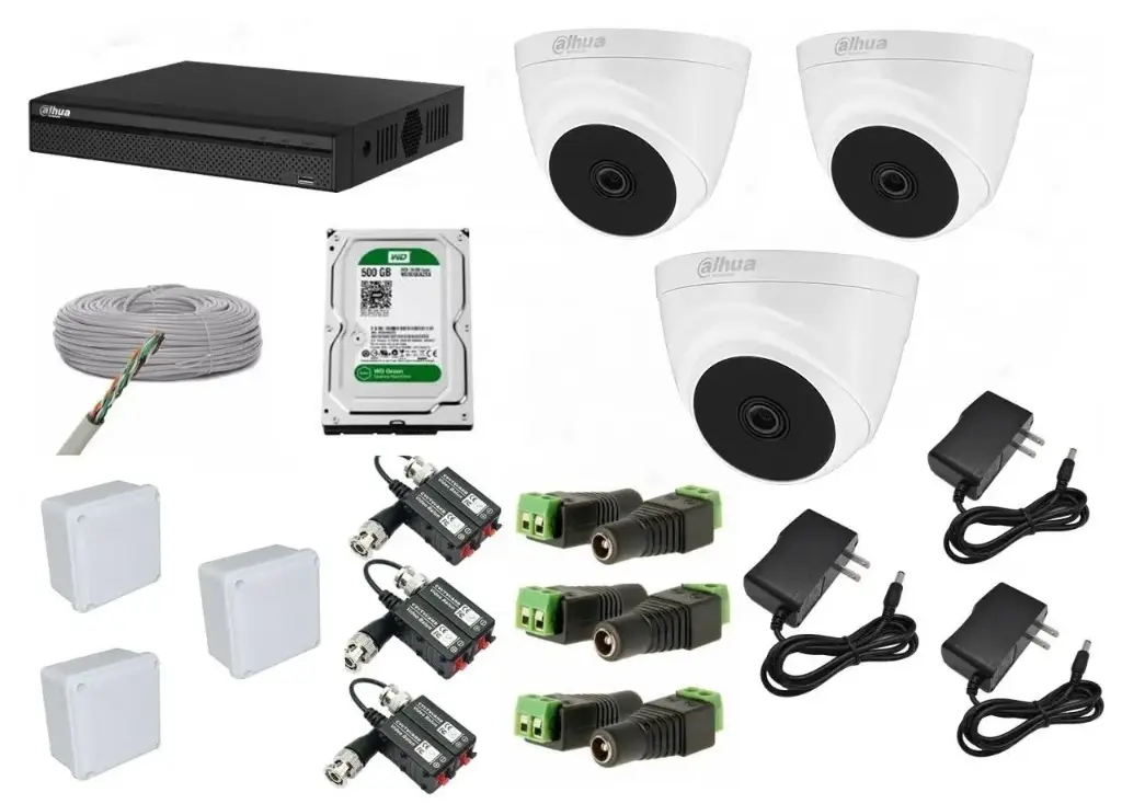 KIT DE 3 CAMARAS DE SEGURIDAD 5MP ULTRA HD DAHUA CCTV  