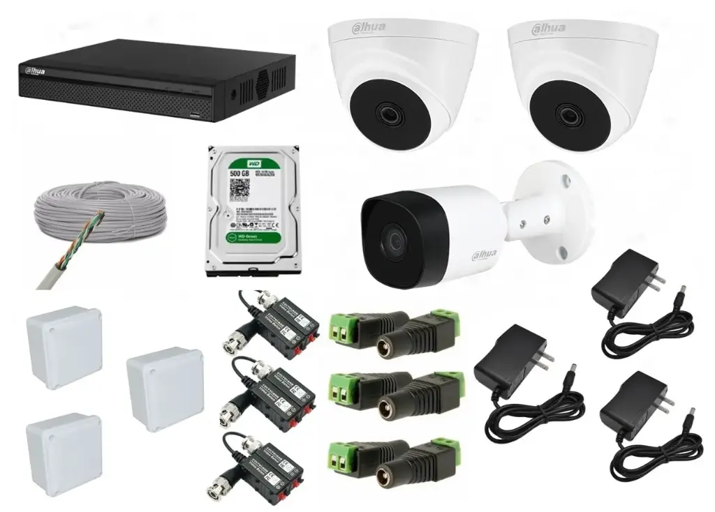 KIT DE 3 CAMARAS DE SEGURIDAD 5MP DAHUA CCTV + BALA