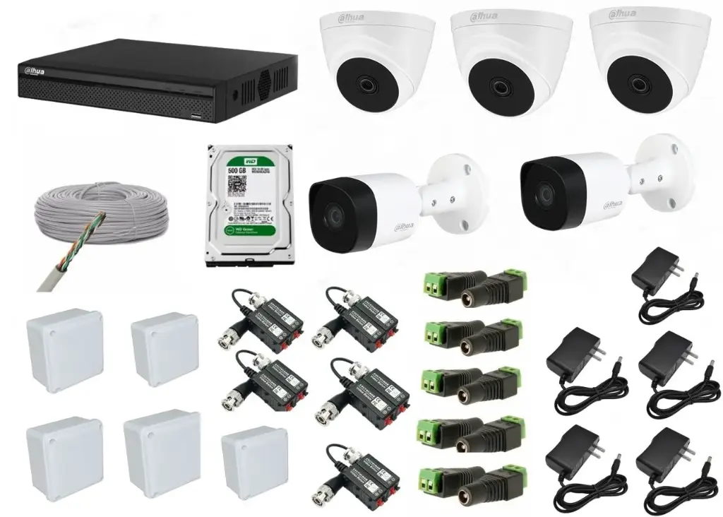 KIT DE 5 CAMARAS DE SEGURIDAD 5MP DAHUA CCTV + BALA 