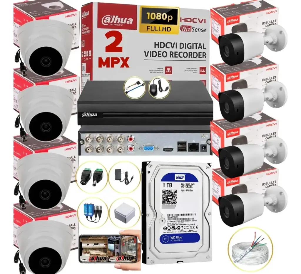 KIT DE 8 CAMARAS DE SEGURIDAD 5MP DAHUA CCTV + BALA