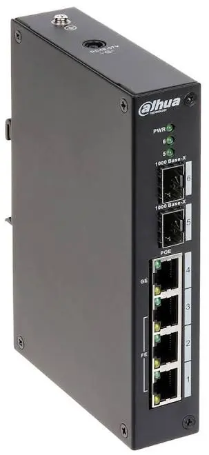 SWITCH POE ADMINISTRABLE DAHUA 4 PUERTOS GIGABIT BASE 1000 + 2 PUERTOS SFP RACK