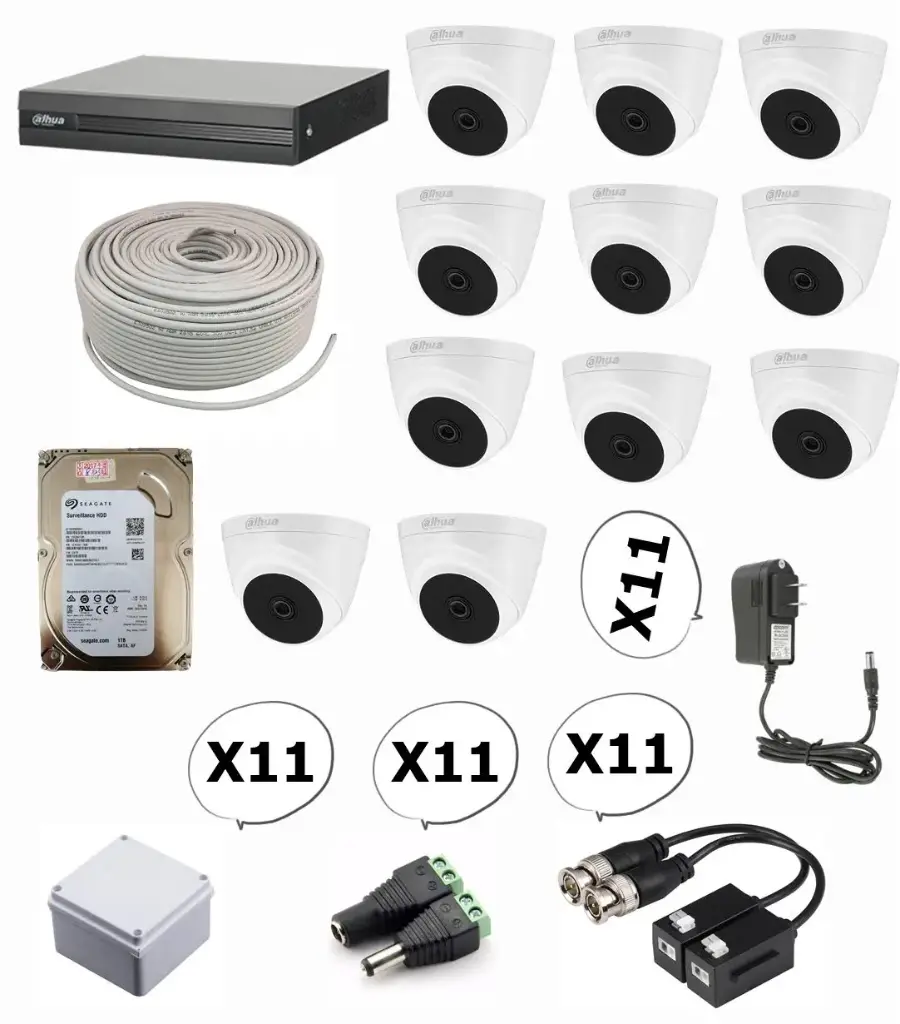 KIT DE 11 CAMARAS DE SEGURIDAD 5MP DAHUA CCTV ULTRA HD