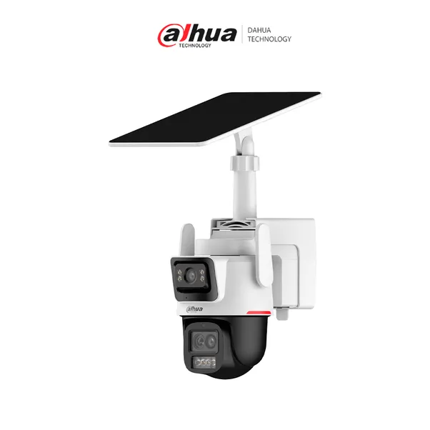 CAMARA DE SEGURIDAD PTZ IP 6MP CON PANEL SOLAR DOBLE LENTE MOTORIZADO 30M POE