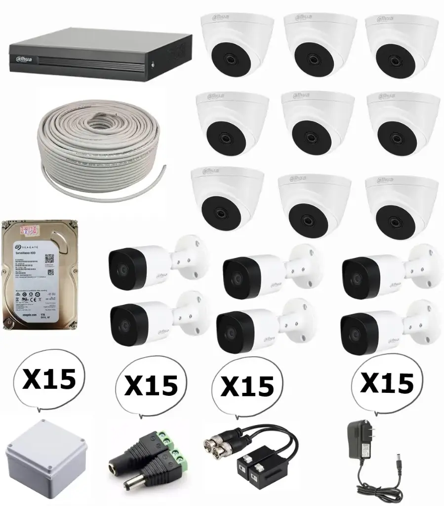 KIT DE 16 CAMARAS DE SEGURIDAD 5MP DAHUA CCTV + BALA  ULTRA HD 5 MEGAPIXELES