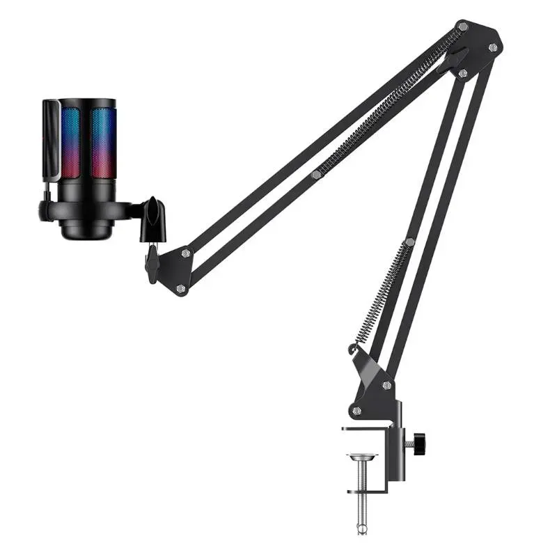 MICROFONO PODCAST RGB HAVIT GK50 PRO CON BRAZO CONDENSADOR CARDIOIDE GAMER PROFESIONAL