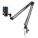 MICROFONO PODCAST RGB HAVIT GK50 PRO CON BRAZO CONDENSADOR CARDIOIDE GAMER PROFESIONAL