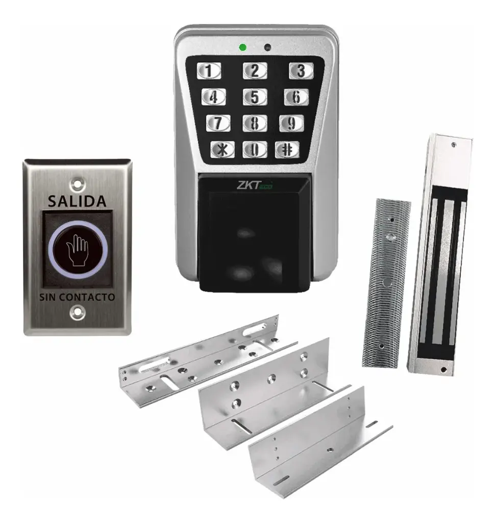 KIT DE CONTROL DE ACCESO EXTERIOR MA500 + ELECTROIMAN + SOPORTE + BOTON NO TOUCH