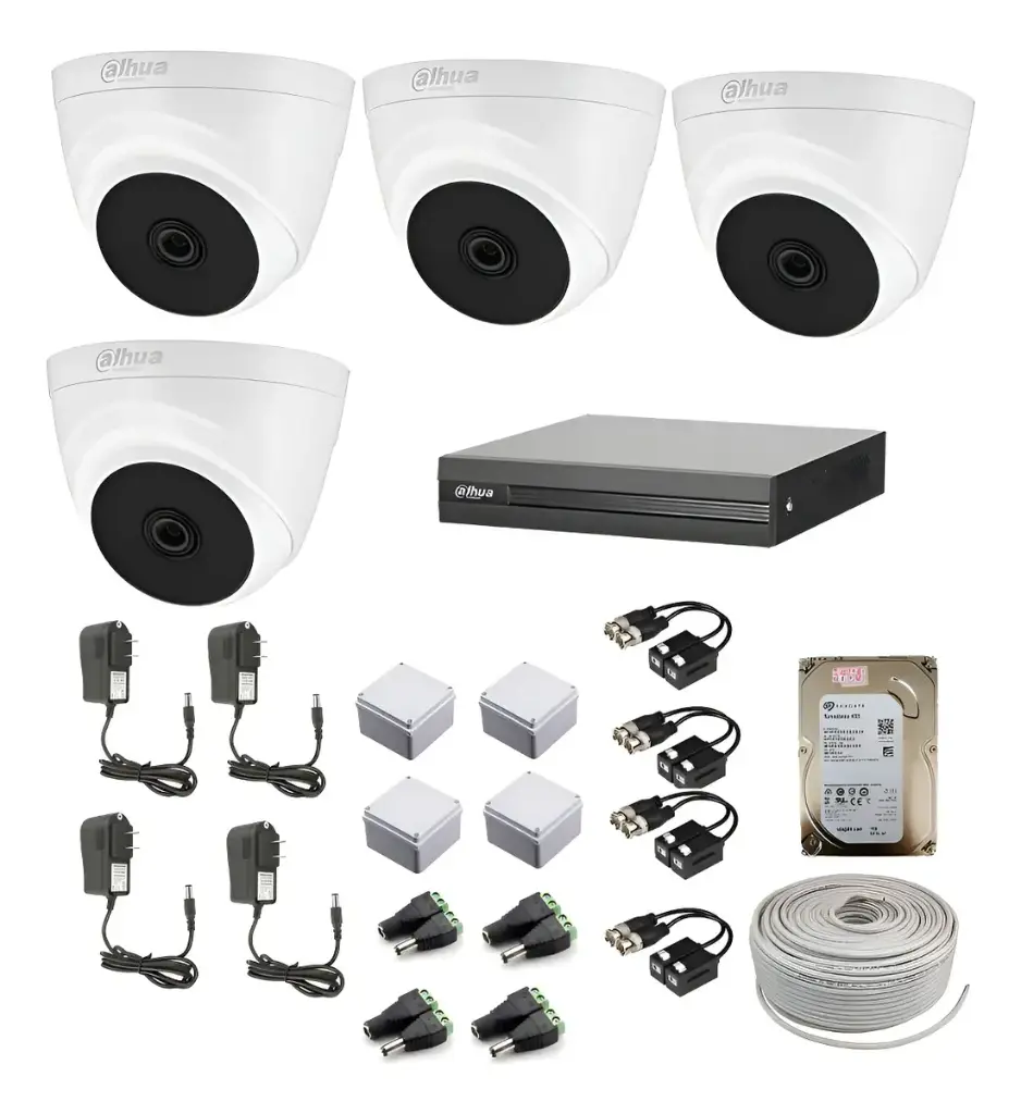 KIT DE 4 CAMARAS DE SEGURIDAD 5MP ULTRA HD DAHUA CCTV + DISCO