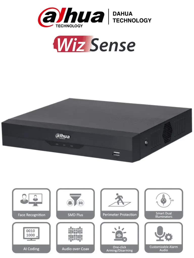 DVR DE 4 CANALES 4K 5MP DETECCION FACIAL SMD IA 