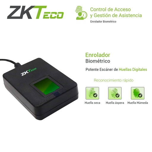 [ZK9500] ENROLADOR DE HUELLAS USB DE ALTA RESOLUCIÓN / SDK GRATUITO PARA DESARROLLOS PROPIOS (JAVA, ANDROID, WINDOWS C#) / COMPATIBLE CON SOFTWARE ZKTECO