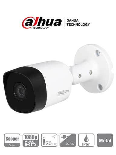 [DH-HAC-B1A21N-0360B] CAMARA 4 EN 1 1/2,7" CMOS 1080P TIPO BALA PLASTICA LENTE 3,6MM FOV 93° DWDR IR 20M IP67