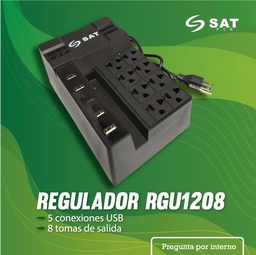 [SAT-RGU1208] REGULADOR SAT RGU1208 1200VA 8 TOMAS