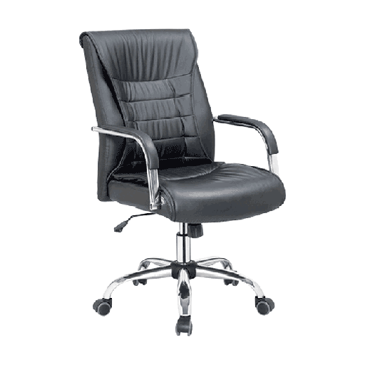 [003-1674] SILLA OFICINA GERENCIAL CUERINA GIRATORIA ERGONOMICA NEGRA TOLEDO