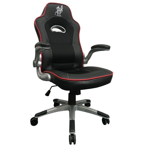 [108091RED] SILLA GAMER NEGRA CON ROJO BRAZOS ABATIBLES BASE NYLON ALCOLCHONADA GRANDE MIKURA