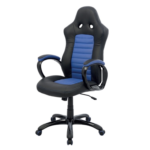[3-973] SILLA GAMER BASE NYLON / ESPALDAR Y ASIENTO EN CUERO SINTETICO AZUL FERRARI