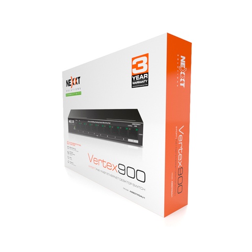 [ASBDTPO4U1] SWITCH DE 8 PUERTOS POE NEXXT BASE 100 NEGRO
