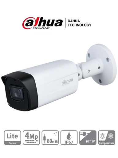 [DH-HAC-HFW1400THN-I8-0360B-S3] CAMARA 4 EN 1 1/2,7" CMOS 4MP TIPO BALA METALICA LENTE 3,6MM FOV 87° DWDR ARRAY IR 80M IP67
