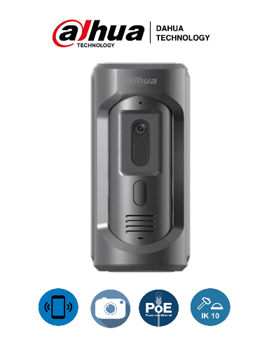 [DHI-VTO2101E-P-S2] INTERCOMUNICADOR IP EXTERIOR ANTIVANDALICO CAMARA 2MP FOV 100° ICR 1 BOTON 12VDC/POE IP65 IK10 SIP