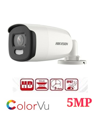 [DS-2CE10HFT-F] CAMARA TURBO 5MP BALA EXIR 0.0005LUX 3D DNR WDR 130 dB F3.6MM COLOR VU IP67 METAL HIKVISION