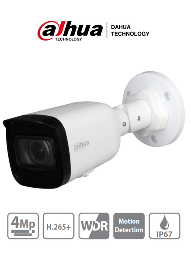[DH-IPC-HFW1431T1N-ZS-S4] CAMARA IP BALA SEMIMETALICA 4MP LENTE MOTOR. 2,8 - 12MM FOV 98° - 31° DWDR IR 50M H.265+ POE IP67