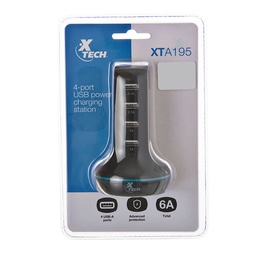 [XTA-195] ESTACION DE 4 PUESTOS USB DE CARGA XTECH