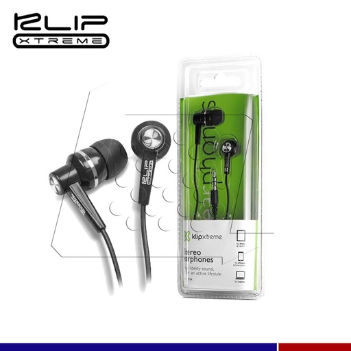 [KSE-105BK] AUDIFONOS KLIP XTREME NEGROS ESTEREOS 3.5MM CABLE