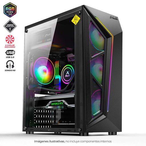 CHASIS GAMER UNITEC VIDEO TEMPLADO ATX-MINI ATX-MICRO ATX 1908