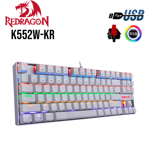 [K552W-KR-SP] TECLADO GAMER MECANICO REDRAGON BLANCO USB SW BLUE ESPAÑOL