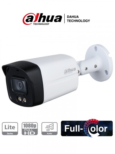 [HAC-HFW1239TLMN-LED-0360B-S2] CAMARA 4 EN 1 FULLCOLOR 1080P TIPO BALA SEMIMETALICA 3,6MM FOV 86,9° LUZ VISIBLE 40M IP67