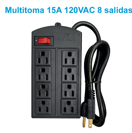 [MTC-329] MULTITOMA CORTAPICOS NEGRAS CERTIFICACION RETIE 8 TOMAS 1M