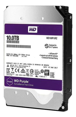 [DP10T] DISCO DURO PURPLE PRO DE 10 TB / 7200 RPM / CCTV/ USO 24-7