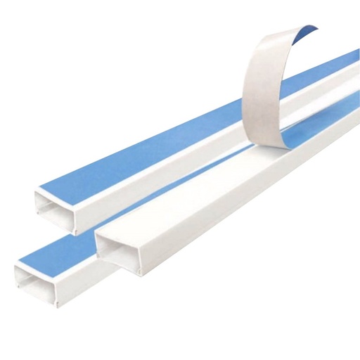 [138CA] CANALETA PLASTICA BLANCA CON ADESIVO CINTA AZUL 13X8