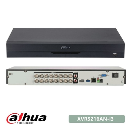 [DH-XVR5216AN-I3] XVR 4 EN 1 AI 16CH GRABACIÓN HASTA 5M-N@10FPS MÁS 8 CH IP MAX 6MP H.265+ 2 SATA HASTA 10TB 1P HDMI