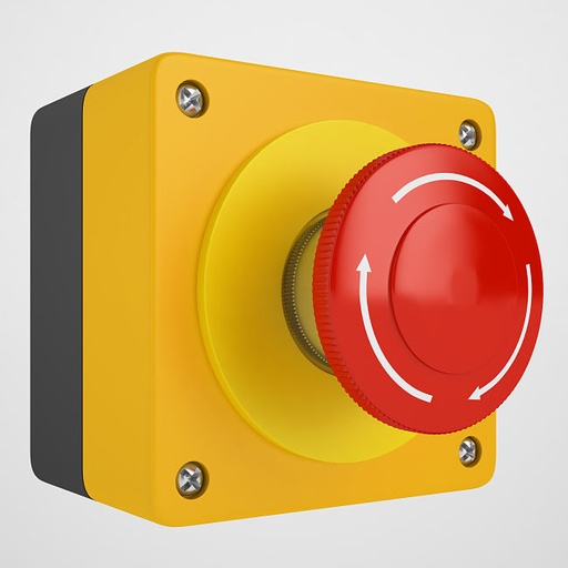 [HONGO1] BOTON DE EMERGENCIA TIPO HONGO PRESIONADO Y GIRAR