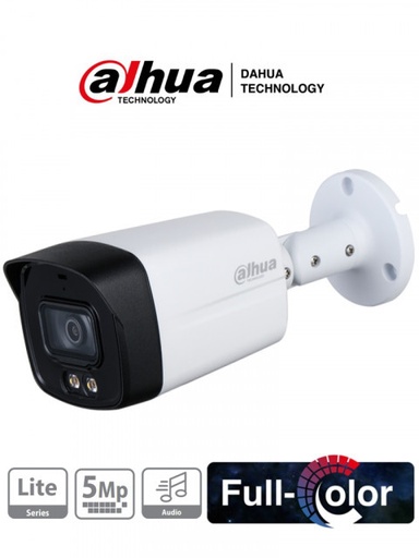 [DH-HAC-HFW1509TLMN-A-LED-0280B-S2] CAMARA 4 EN 1 TIPO BALA SEMIMETALICA FULLCOLOR 5MP@25FPS LENTE 2.8MM FOV 112° WDR LED 40M MIC