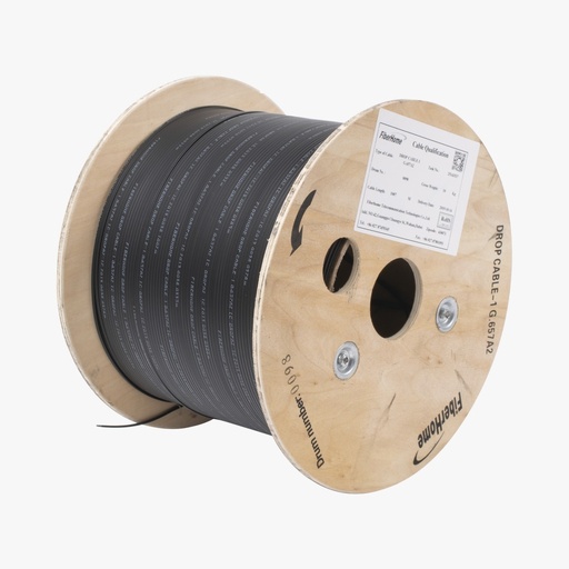 [IC-DROPA2-1C] Carrete de 1 km de Fibra Óptica Drop, Interior/Exterior G.657A2 Monomodo de 1 hilo (unifibra), Dieléctrica, Forro Negro