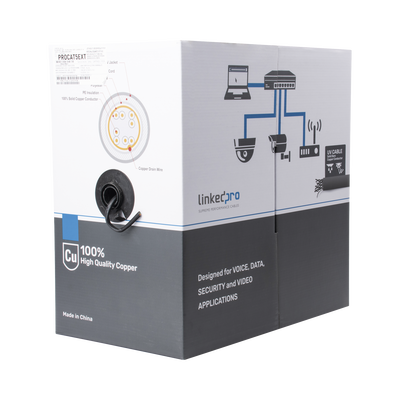 [PRO-CAT-5-EXT] BOBINA DE CABLE DE 305 M, CAT5E , FTP, BLINDADO, NEGRO, UL, APLICACIONES EN CCTV, REDES DE DATOS. USO EN INTEMPERIE