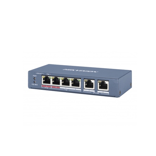 [DS-3E0106P-E/M] SWITCH POE+ / NO ADMINISTRABLE / 4 PUERTOS 10/100 MBPS POE+ (HASTA 300 M) + 2 PUERTOS 10/100 MBPS UPLINK / 35 W / HIKVISION