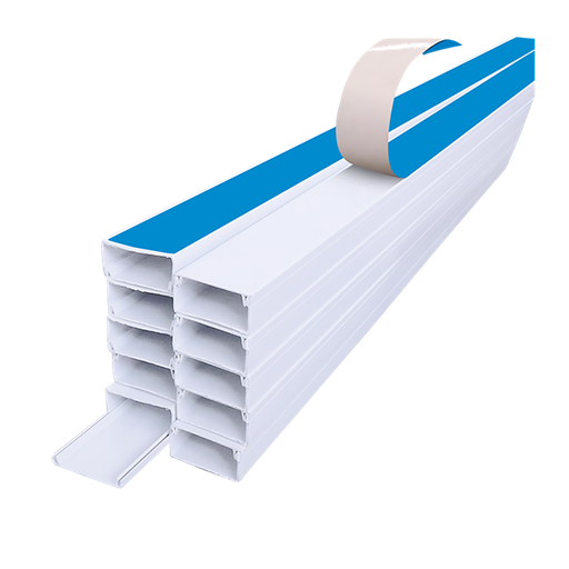[3212CA] CANALETA PLASTICA BLANCA CON ADESIVO CINTA AZUL 32X12