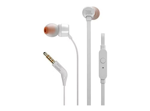[JBLT110WHTAM] AUDIFONOS JBL T110 BLANCOS ORIGINALES CON MICROFONO 3.5MM