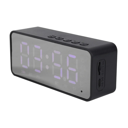 [K-12] PARLANTE BLUETOOTH 3W RELOJ  USB, SD Y FM RECARGABLE NEGRO