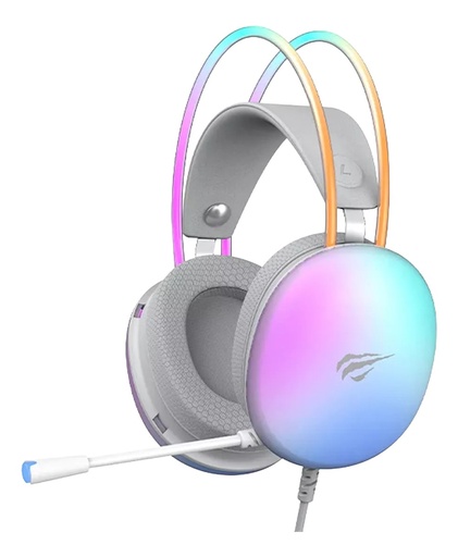 [H2037D] AUDIFONOS DIADEMA HAVIT GAMING LUZ 3.5MM C/ MICROFONO WHITE H2037D + ADAPTADOR HAVIT 2H 1 M 3.5MM