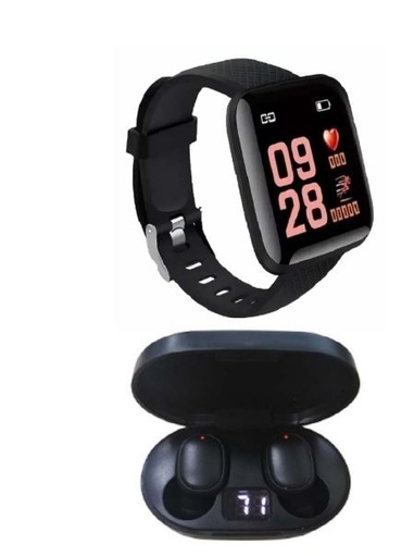 [116PLUS+E6S] AUDIFONOS AIRPODS BLUETOOTH 4 HORAS DE AUTONOMIA ESTEREO +RELOJ INTERLIGENTE SMART WATCH