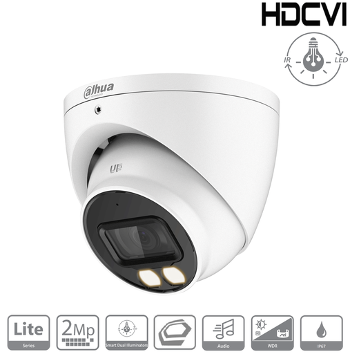 [DH-IPC-HDW1239VP-A-IL-0280B] CAMARA IP DOMO SEMIMETAL SMART DUAL LIGHT 1/2,7" 2MP 2,8MM DWDR LED30M H.265+ POE IP67 WIZSENSE