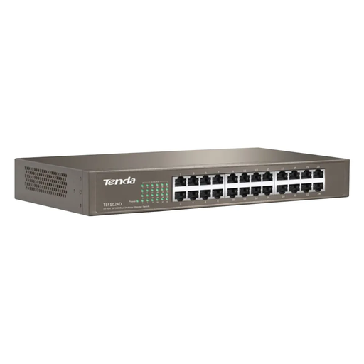 [TEF1024D] SWITCH DE 24 PUERTOS BASE 100 TENDA METALICO PROTECCION 6KV ESCRITORIO