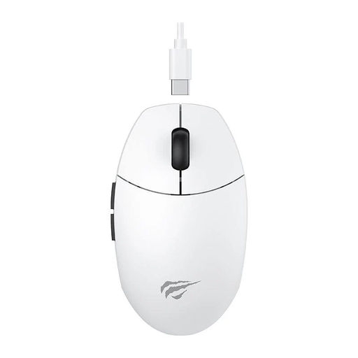 [MS1039W] MOUSE GAMER BLANCO INALAMBRICO RECARGABLE TIPO C a USB Y NANO RECEPTOR 2.4GHZ 7400DPI