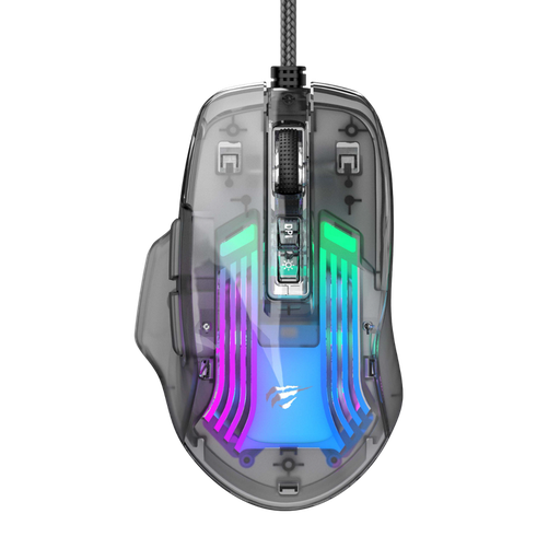 [MS1011SE] MOUSE GAMER TRANSPARENTE PROFESIONAL 7200DPI RGB RETROILUMINADO