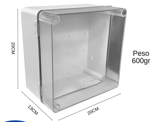 [CAJA20X20] CAJA DE PASO INDUSTRIAL 20X20 PLASTICA CON INYECCION ABS CIERRE HERMETICO Y BISAGRA