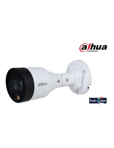 [DH-IPC-HFW1239S1P-A-IL-0280B-S6] CAMARA SEGURIDAD IP BALA SEMIMETALICA FULL COLOR 2 MEGAPIXELES 2MP 2.8MM IR 30M H.265+ POE IP67 CON MICROFONO